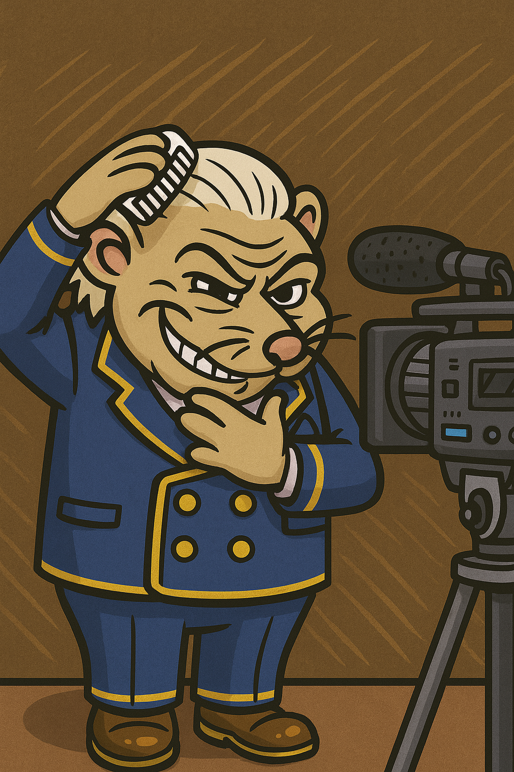 He needs to look good for the camera.