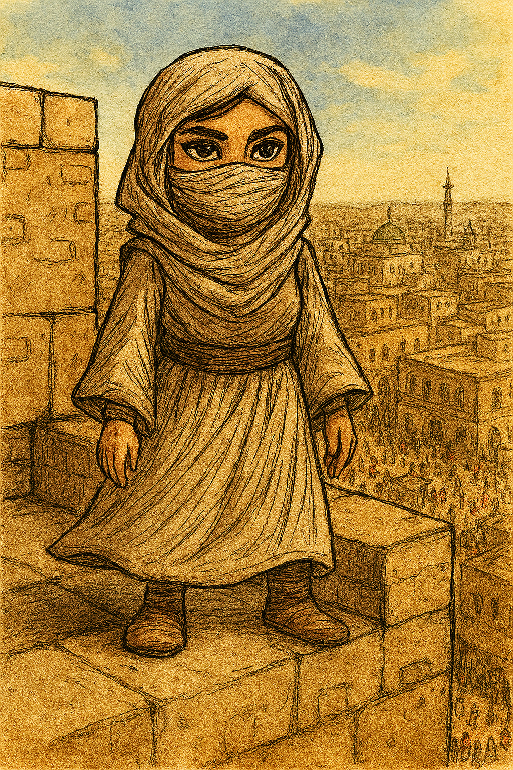 shade keeping watch over the town