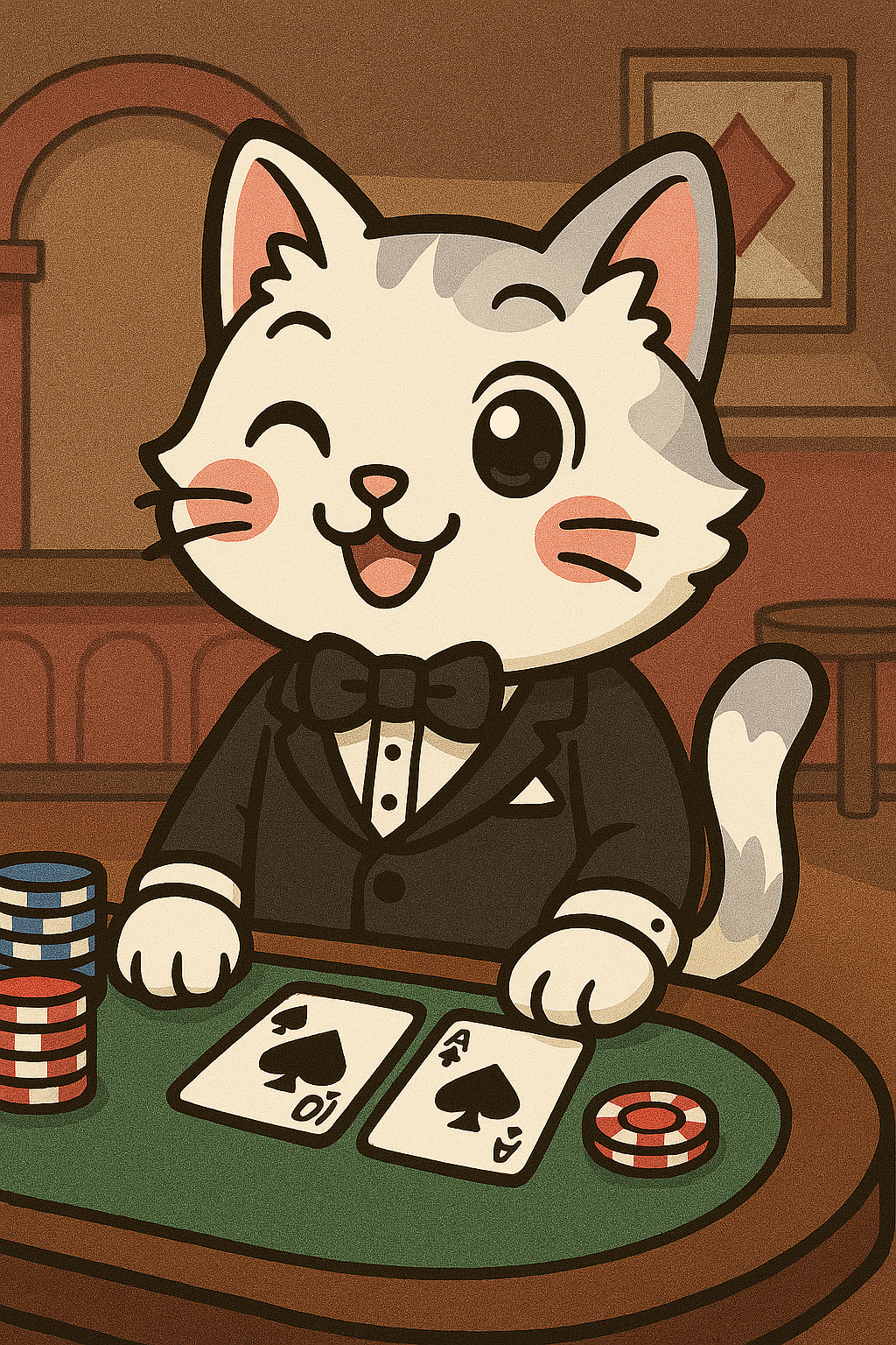 Haha cat playing poker